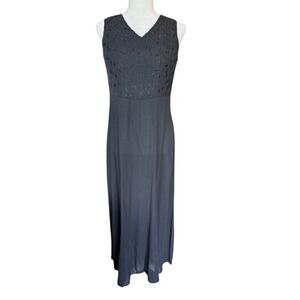 Vintage 90s Karin Stevens Black Maxi Dress Size 6